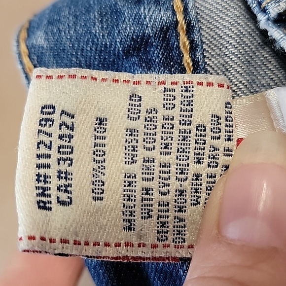 True Religion Size 25 Blue Jordan Y2K Flap Pocket Distressed/Destroyed Jeans - Picture 11 of 15